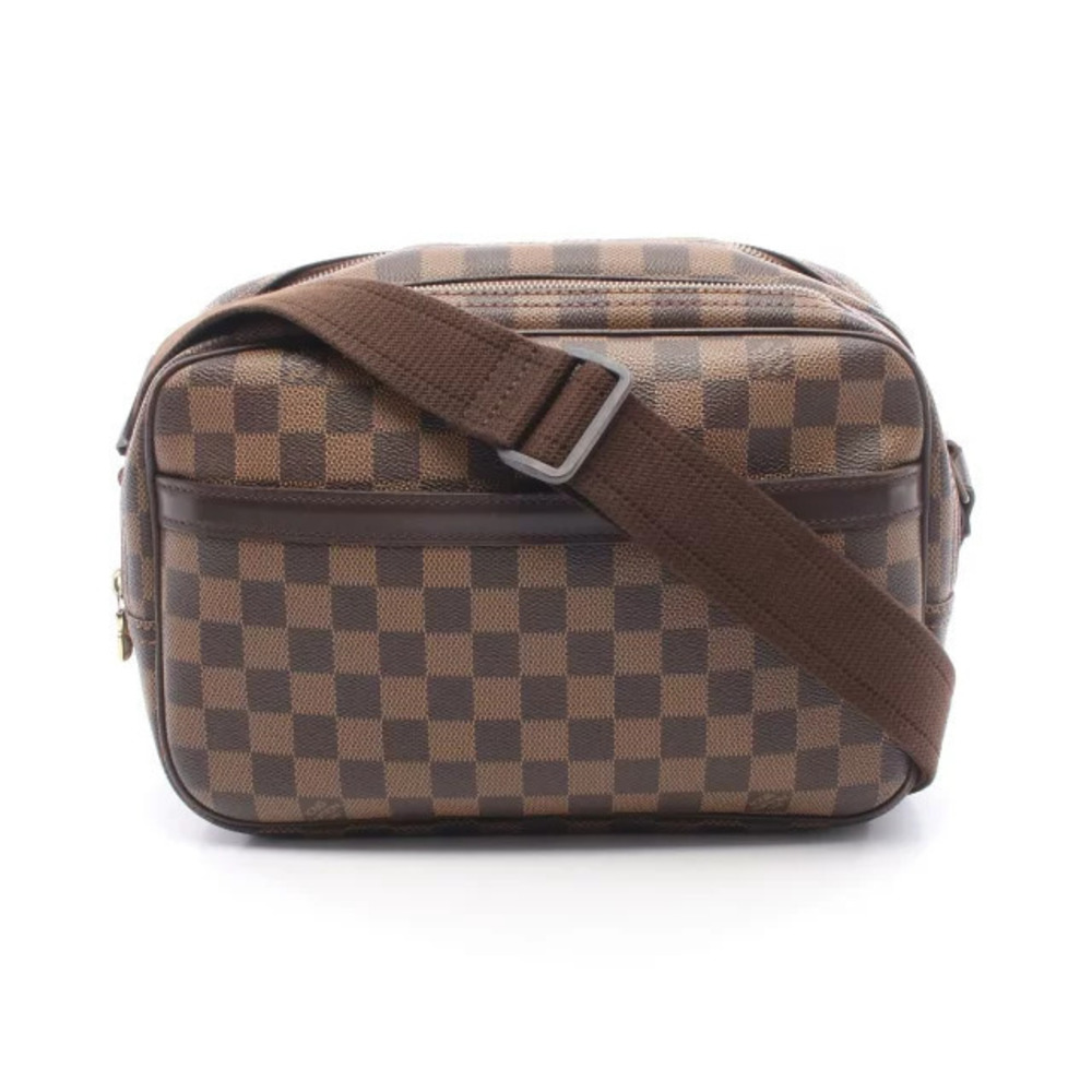 Louis Vuitton Reporter Damier Ebene Brown Shoulder Bag Canvas Leather Brown